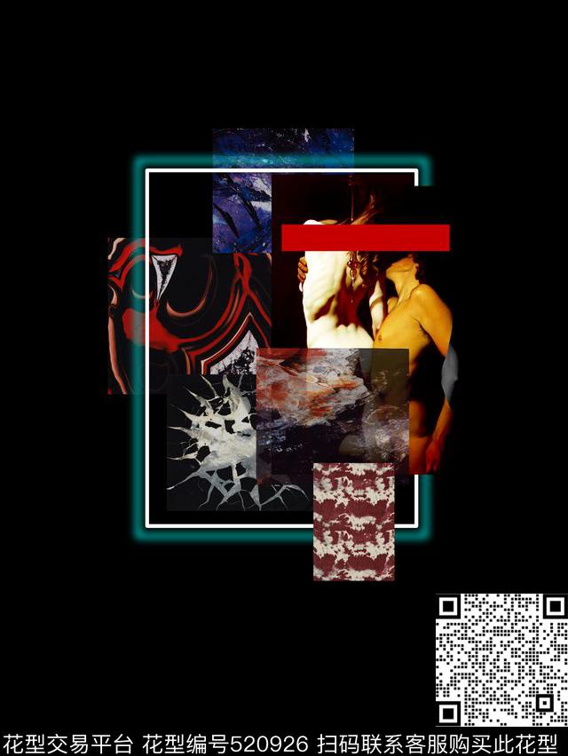 流行时尚欧美大牌纹理拼图数码印花华亿平台下载（图片编号: 520926） - 瓦栏（Walan）