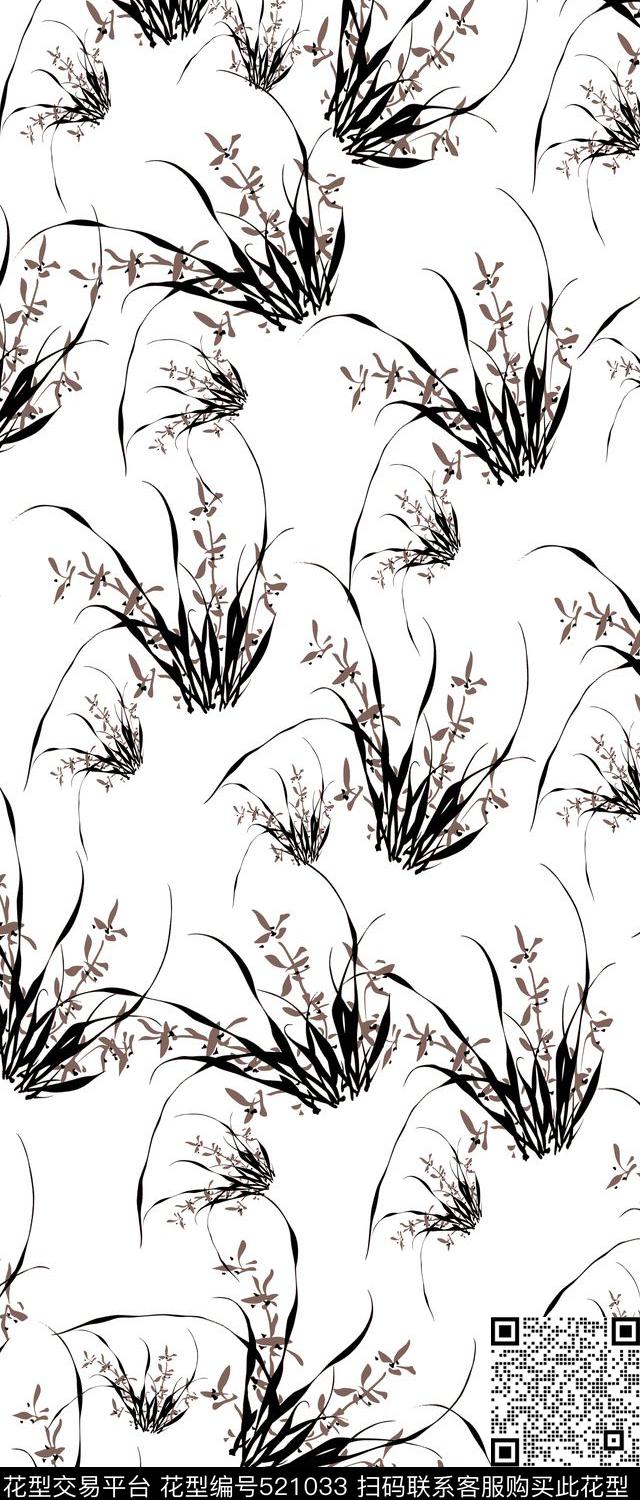 大气简约水墨风传统印花华亿平台下载（图片编号: 521033） - 瓦栏（Walan）