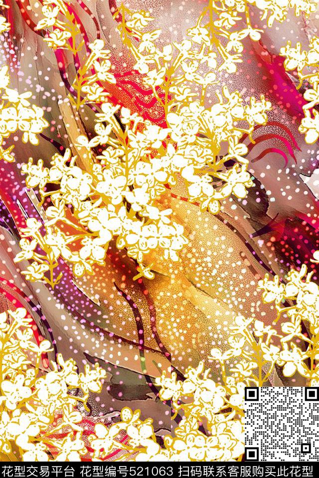 中国我小花动感波动数码印花华亿平台下载（图片编号: 521063） - 瓦栏（Walan）