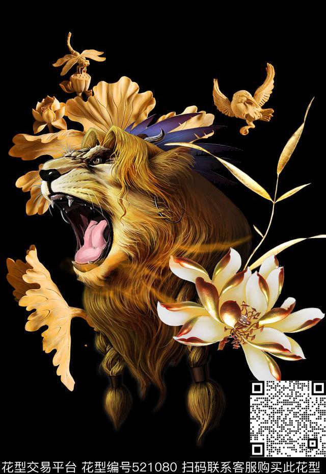 潮流时尚定位狮子头立体金属数码印花华亿平台下载（图片编号: 521080） - 瓦栏（Walan）