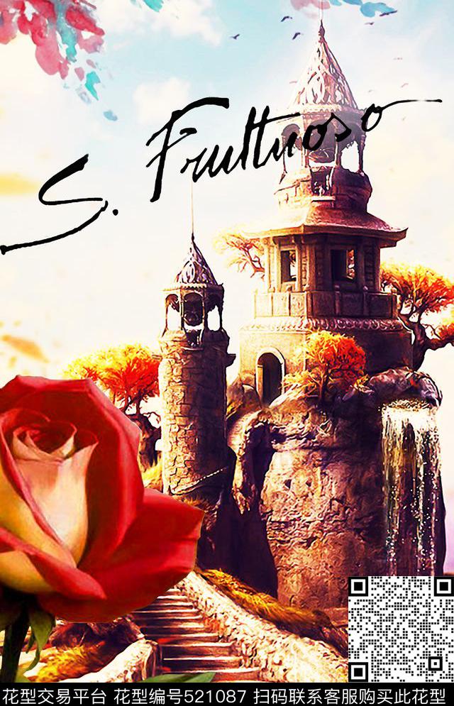 2016杜嘉班纳大牌走秀流行时尚定位独幅花卉数码印花华亿平台下载（图片编号: 521087） - 瓦栏（Walan）