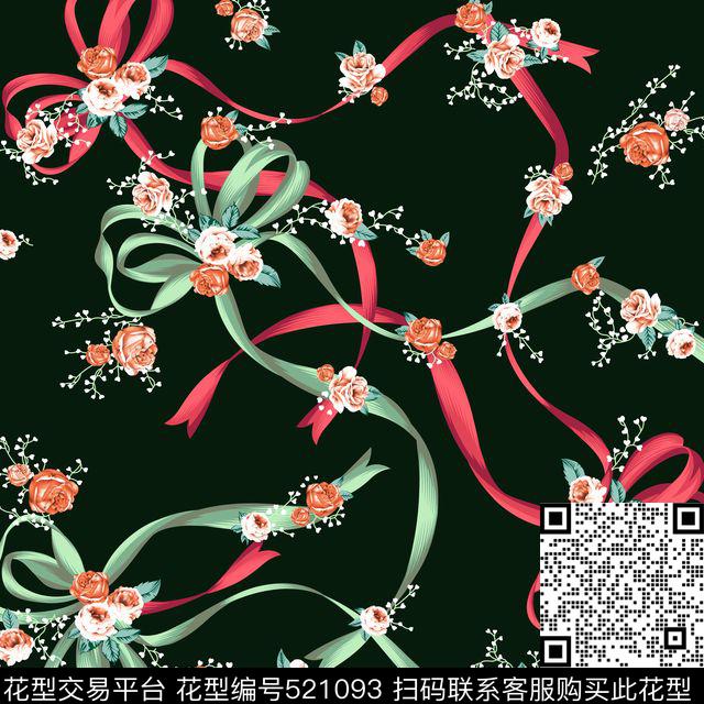 中国风抽象花数码印花华亿平台下载（图片编号: 521093） - 瓦栏（Walan）