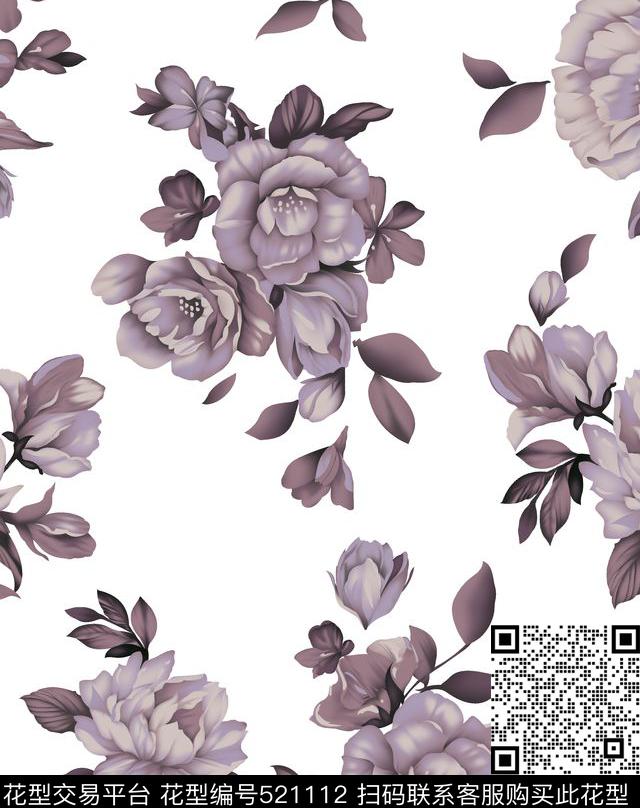 花简约抽象数码印花华亿平台下载（图片编号: 521112） - 瓦栏（Walan）