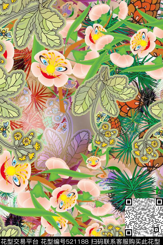 2016春夏花卉女装连衣裙数码印花华亿平台下载（图片编号: 521188） - 瓦栏（Walan）