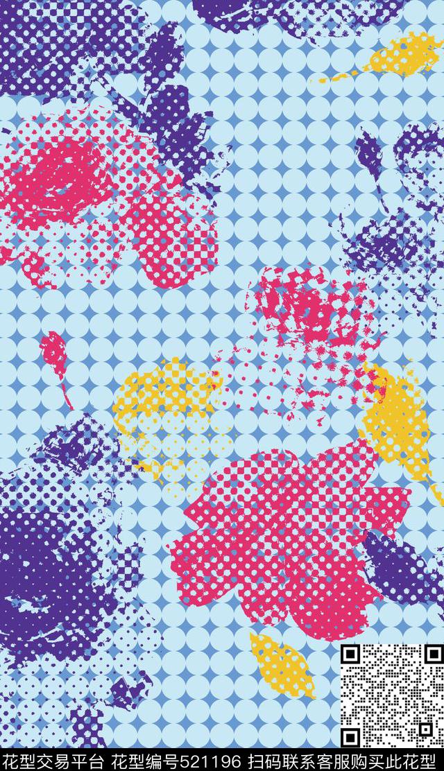 波点花卉几何传统印花华亿平台下载（图片编号: 521196） - 瓦栏（Walan）