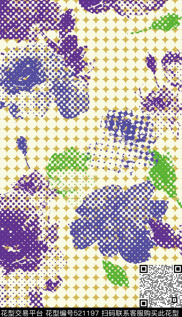 原创花卉优雅数码印花华亿平台下载（图片编号: 521197） - 瓦栏（Walan）