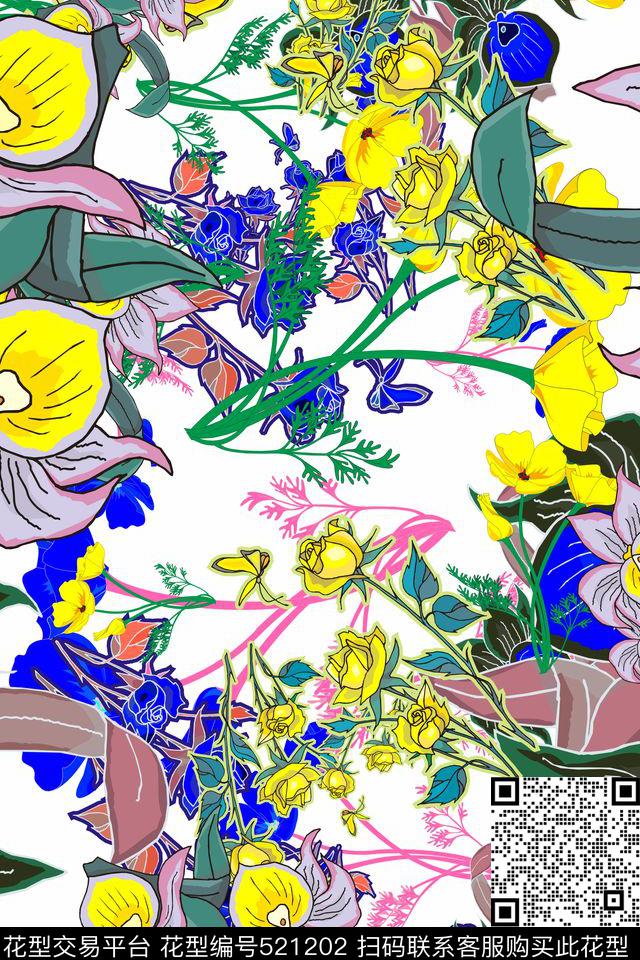 2016春夏花卉女装连衣裙数码印花华亿平台下载（图片编号: 521202） - 瓦栏（Walan）