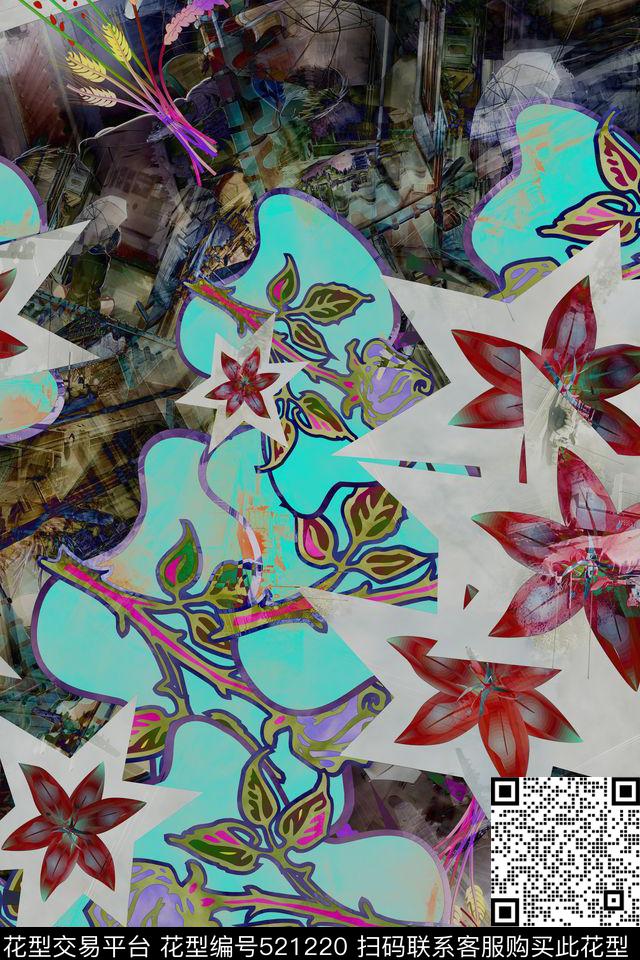 大牌时尚女装数码印花华亿平台下载（图片编号: 521220） - 瓦栏（Walan）