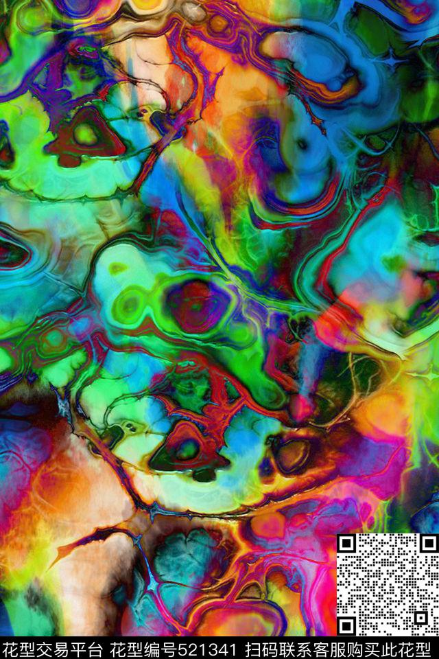 抽象纹理矿石地表五彩色数码印花华亿平台下载（图片编号: 521341） - 瓦栏（Walan）