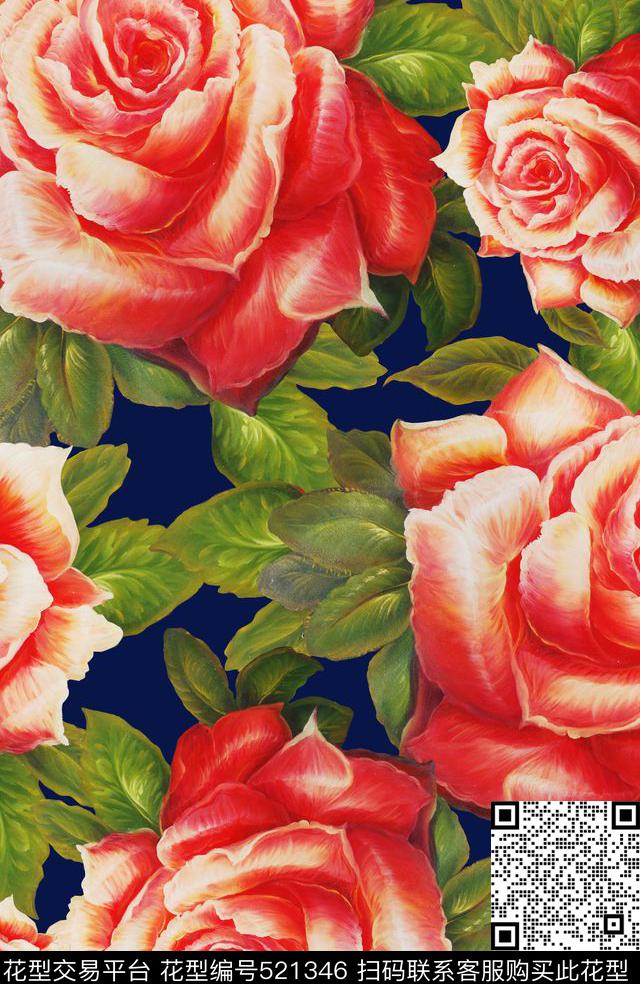 花卉潮流时尚大牌手绘花卉水彩花卉数码印花华亿平台下载（图片编号: 521346） - 瓦栏（Walan）