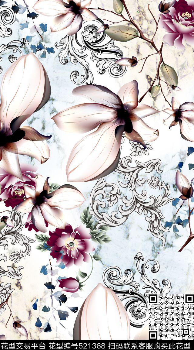 创意淡色大理石数码印花华亿平台下载（图片编号: 521368） - 瓦栏（Walan）