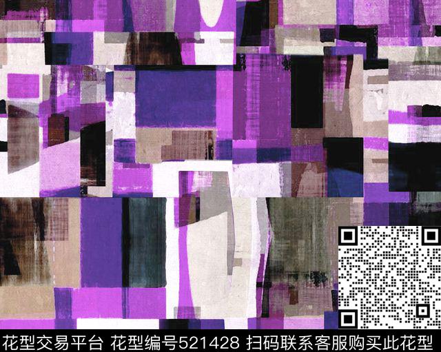 油画色块空间数码印花华亿平台下载（图片编号: 521428） - 瓦栏（Walan）