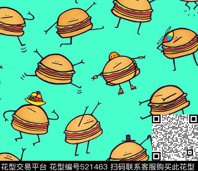 卡通汉堡趣味传统印花华亿平台下载（图片编号: 521463） - 瓦栏（Walan）