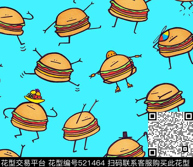 卡通汉堡趣味传统印花华亿平台下载（图片编号: 521464） - 瓦栏（Walan）