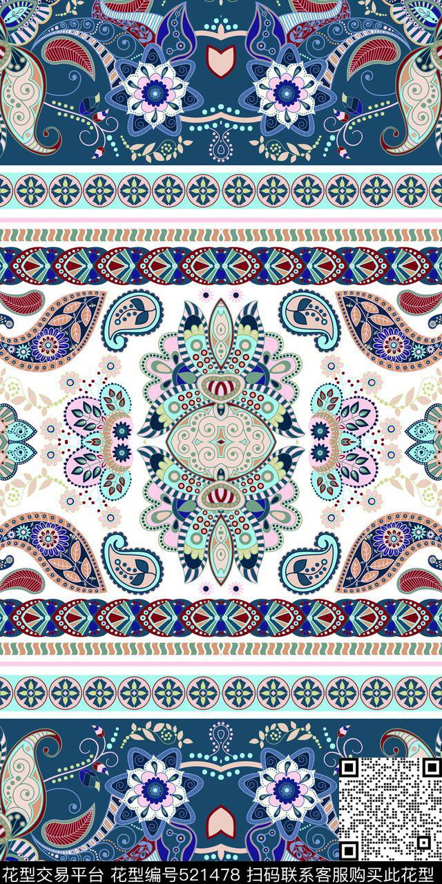 民族风面料沙发布面料家纺传统印花华亿平台下载（图片编号: 521478） - 瓦栏（Walan）