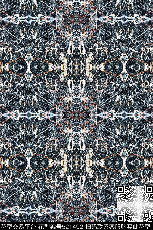 抽象几何石纹数码印花华亿平台下载（图片编号: 521492） - 瓦栏（Walan）