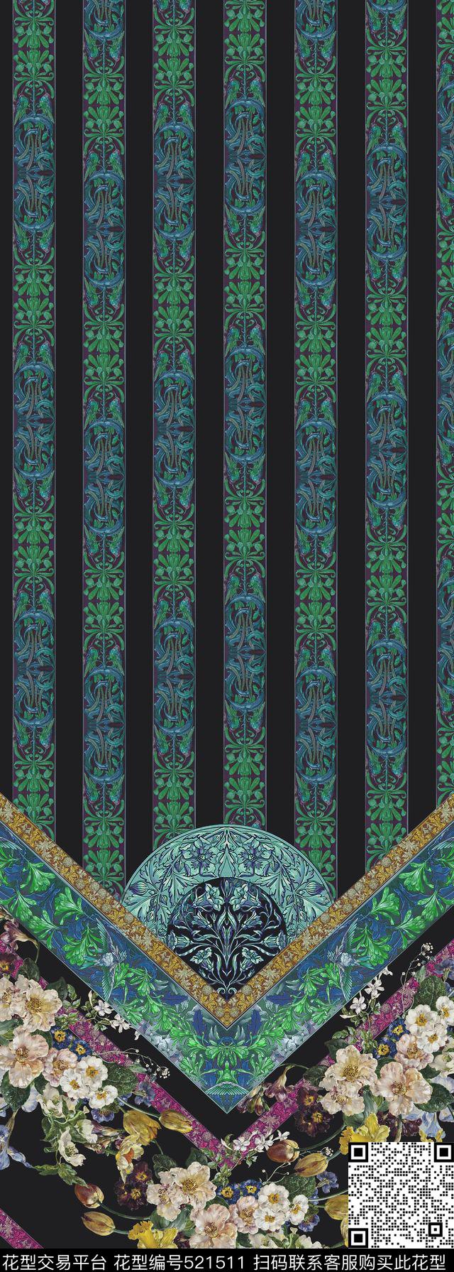 欧式复古欧式卷草油画花卉数码印花华亿平台下载（图片编号: 521511） - 瓦栏（Walan）