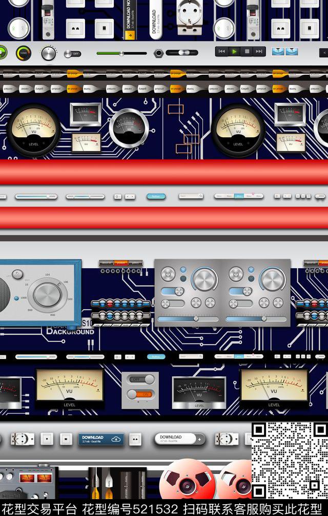 流行时尚前卫机械数码数码印花华亿平台下载（图片编号: 521532） - 瓦栏（Walan）