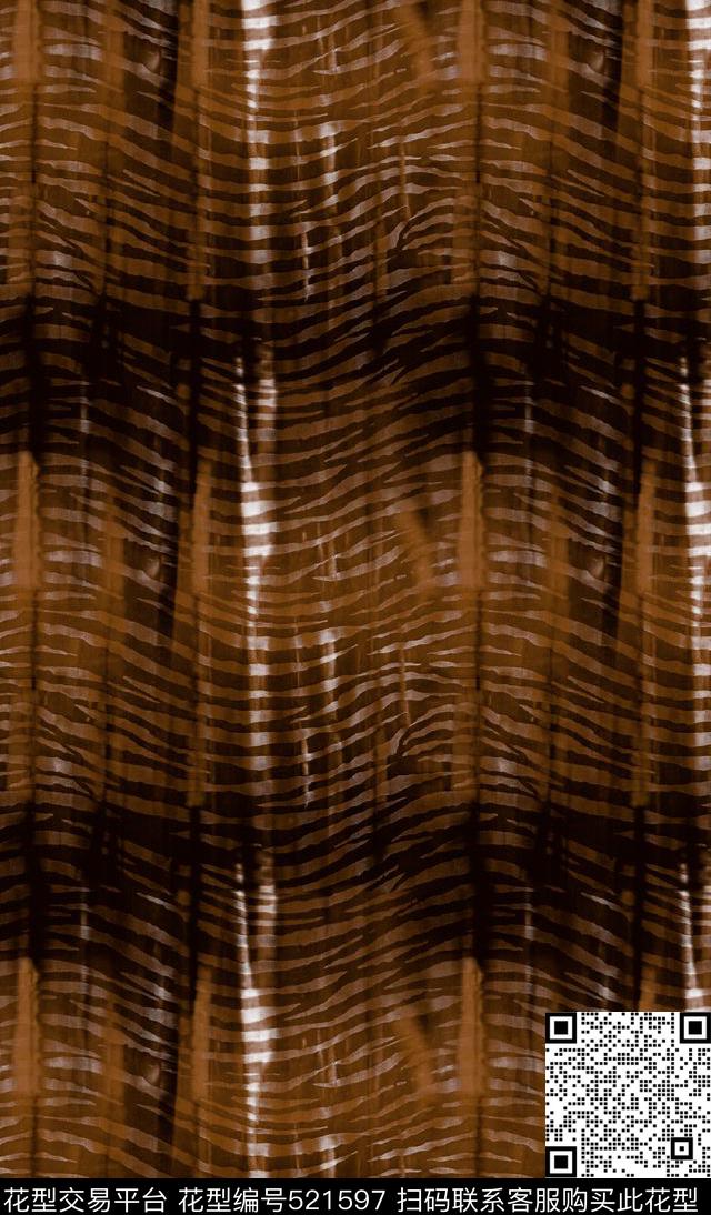 抽象服装虎纹波浪纹数码印花华亿平台下载（图片编号: 521597） - 瓦栏（Walan）