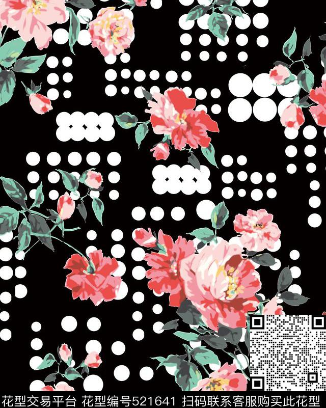 原创花卉优雅数码印花华亿平台下载（图片编号: 521641） - 瓦栏（Walan）