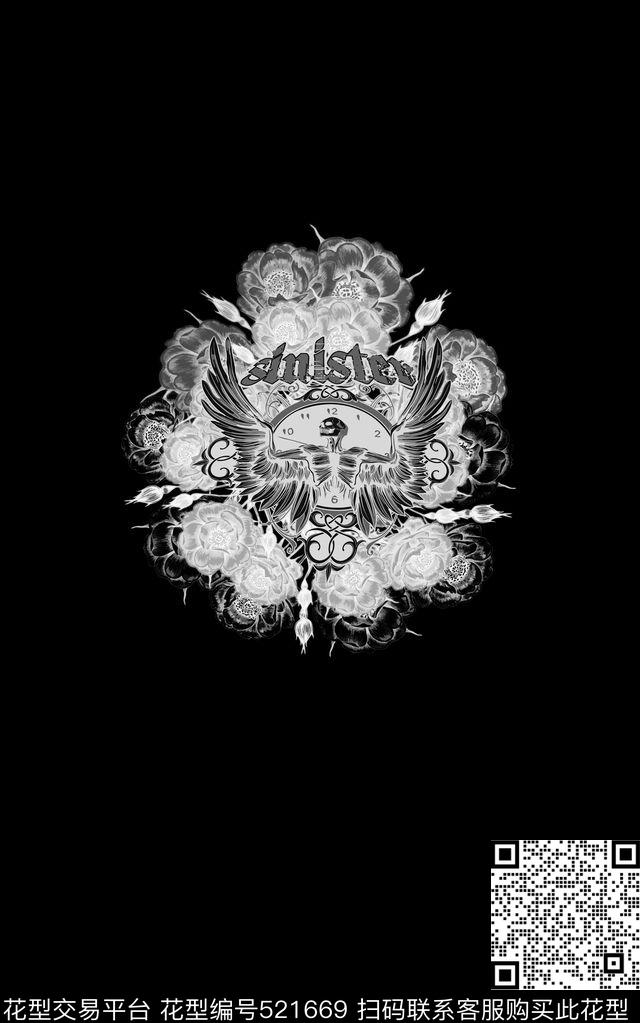 时尚潮流花卉人骨架服装时尚潮流印花服装独幅数码印花华亿平台下载（图片编号: 521669） - 瓦栏（Walan）