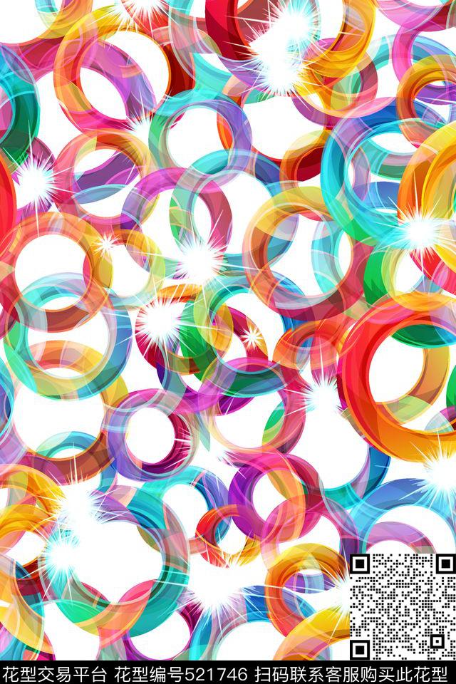 抽象绚丽圆形数码印花华亿平台下载（图片编号: 521746） - 瓦栏（Walan）