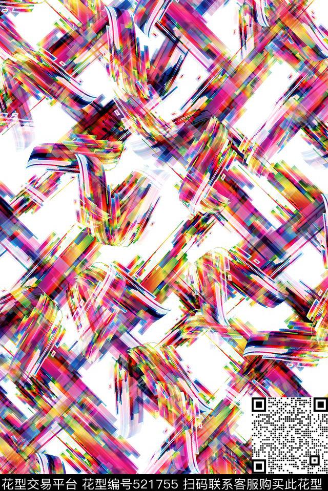 炫彩抽象创意数码印花华亿平台下载（图片编号: 521755） - 瓦栏（Walan）
