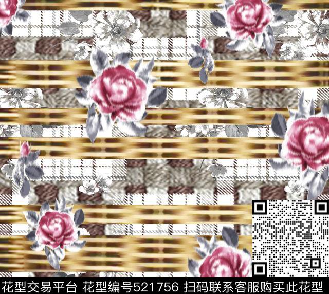 古典复古欧式典雅月季模糊花古典花卉条格欧式边框叠加数码印花华亿平台下载（图片编号: 521756） - 瓦栏（Walan）