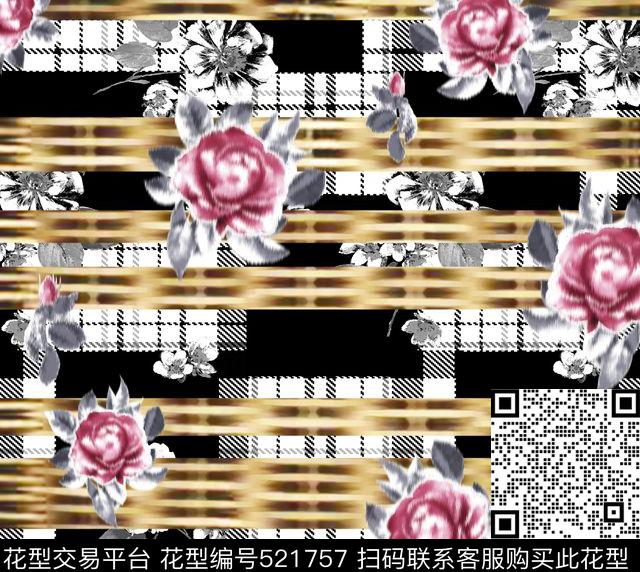 古典复古欧式典雅月季模糊花古典花卉条格欧式边框叠加数码印花华亿平台下载（图片编号: 521757） - 瓦栏（Walan）
