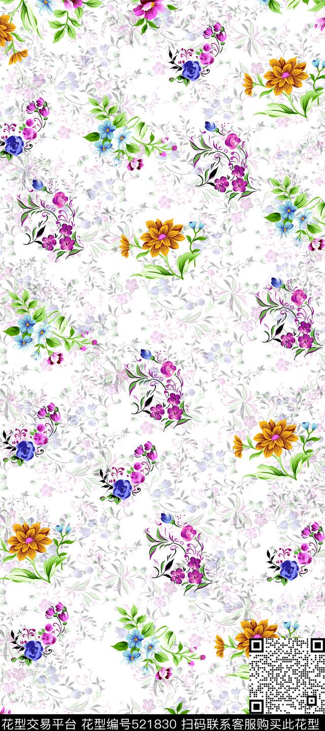 花卉植物自然传统印花华亿平台下载（图片编号: 521830） - 瓦栏（Walan）