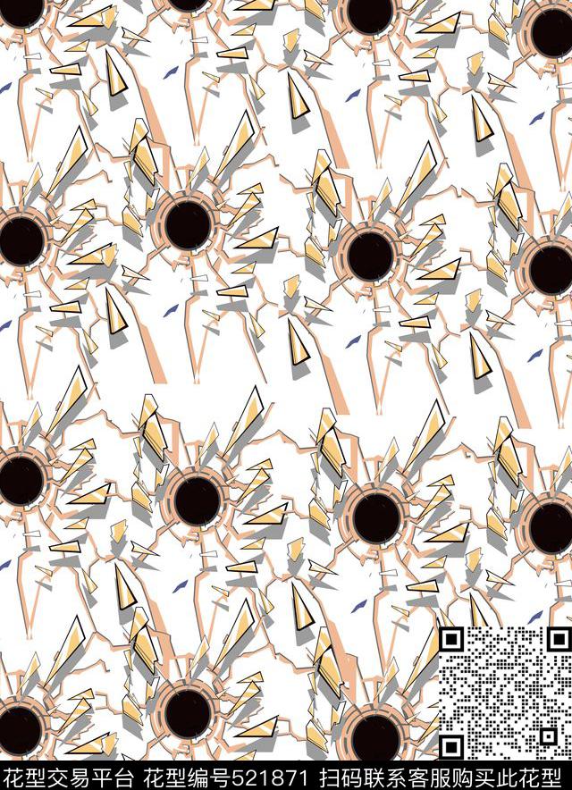 抽象几何满版传统印花华亿平台下载（图片编号: 521871） - 瓦栏（Walan）