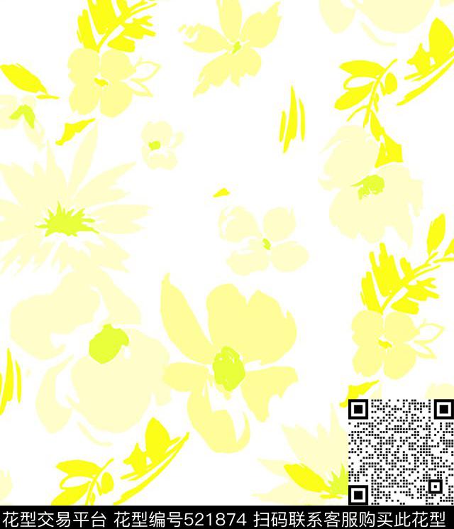 清新花卉几何传统印花华亿平台下载（图片编号: 521874） - 瓦栏（Walan）
