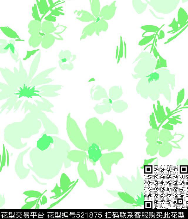 清新花卉几何传统印花华亿平台下载（图片编号: 521875） - 瓦栏（Walan）