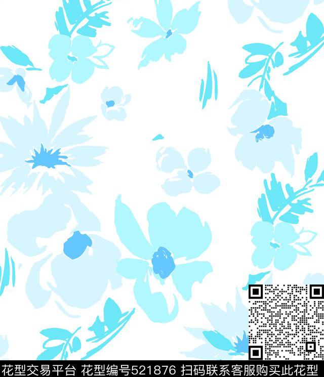 清新花卉几何传统印花华亿平台下载（图片编号: 521876） - 瓦栏（Walan）