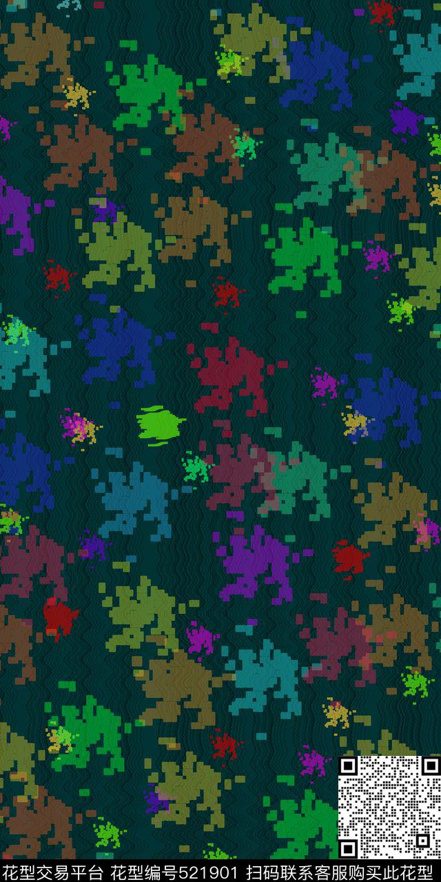 抽象手绘几何数码印花华亿平台下载（图片编号: 521901） - 瓦栏（Walan）