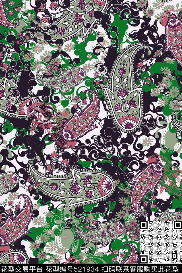 传统民族佩斯利传统印花华亿平台下载（图片编号: 521934） - 瓦栏（Walan）