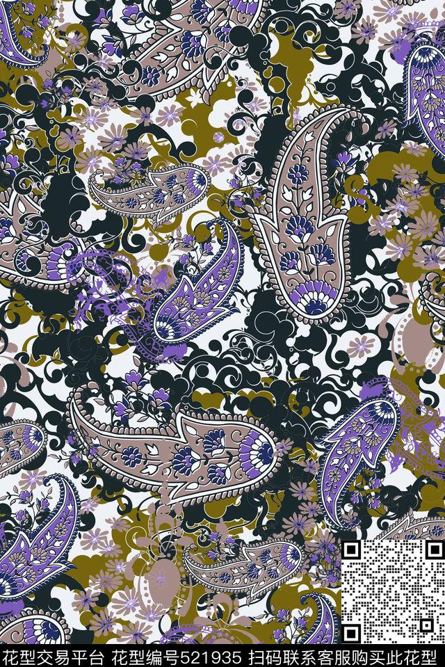 传统民族佩斯利传统印花华亿平台下载（图片编号: 521935） - 瓦栏（Walan）