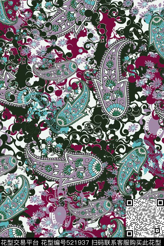 传统民族佩斯利传统印花华亿平台下载（图片编号: 521937） - 瓦栏（Walan）