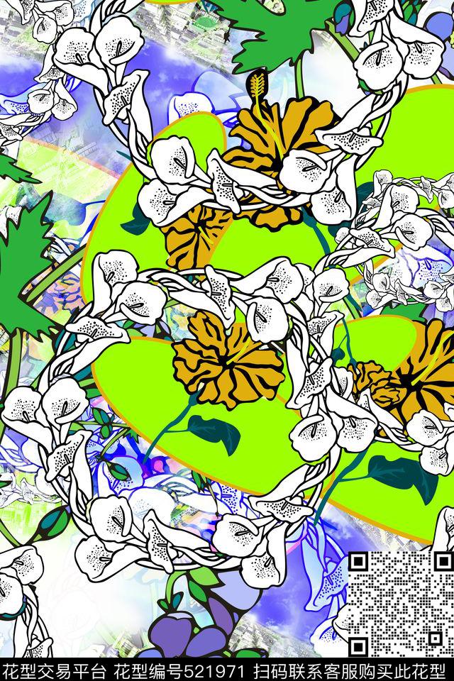 小清新女装连衣裙花卉传统印花华亿平台下载（图片编号: 521971） - 瓦栏（Walan）