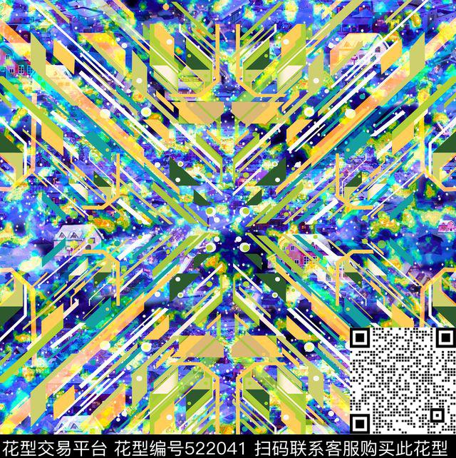 抽象几何肌理数码印花华亿平台下载（图片编号: 522041） - 瓦栏（Walan）