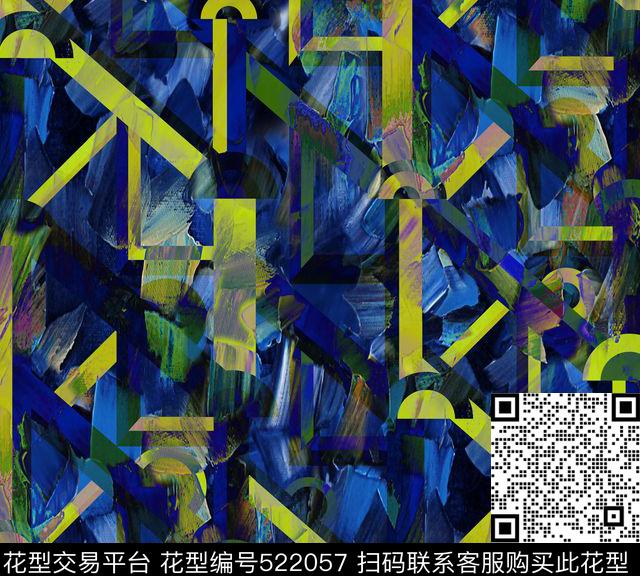 时尚流行几何肌理数码印花华亿平台下载（图片编号: 522057） - 瓦栏（Walan）