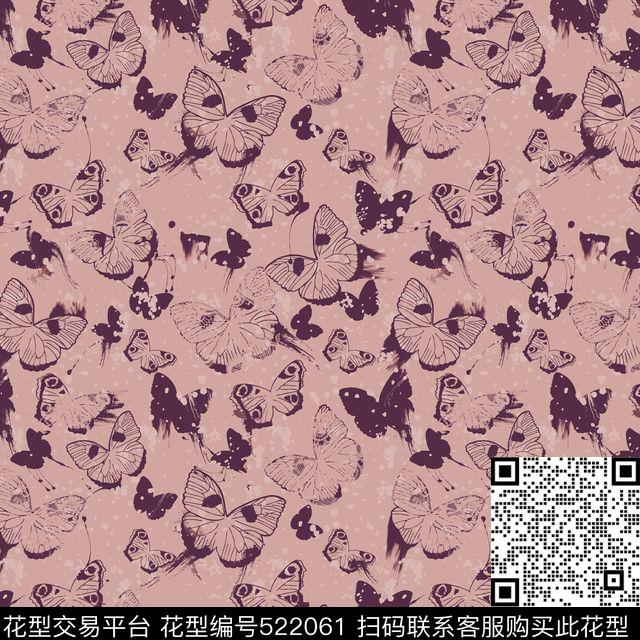 复古蝴蝶满版蝴蝶传统印花华亿平台下载（图片编号: 522061） - 瓦栏（Walan）