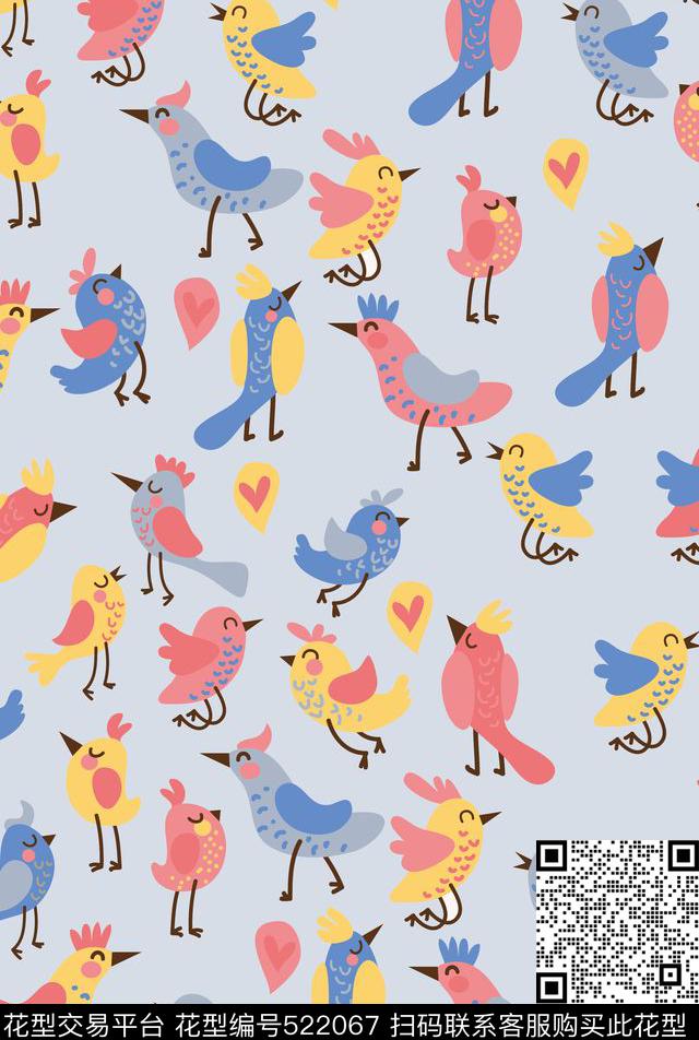 卡通小鸡满版传统印花华亿平台下载（图片编号: 522067） - 瓦栏（Walan）