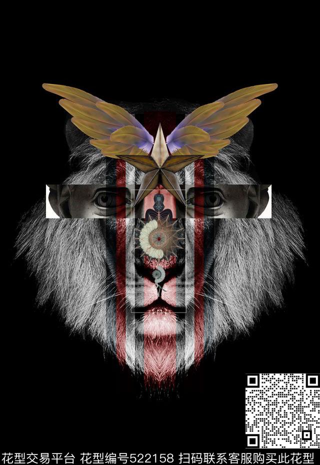 潮流时尚动物男装定位数码印花华亿平台下载（图片编号: 522158） - 瓦栏（Walan）