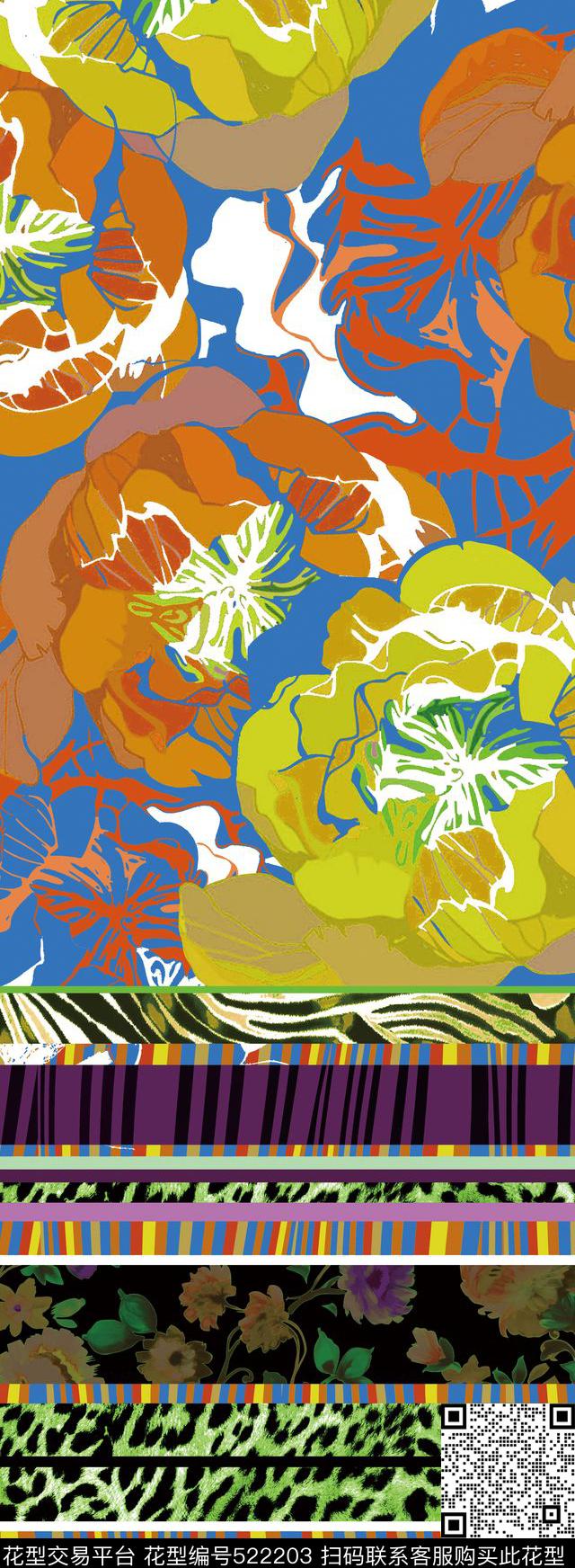 原创花卉民族数码印花华亿平台下载（图片编号: 522203） - 瓦栏（Walan）