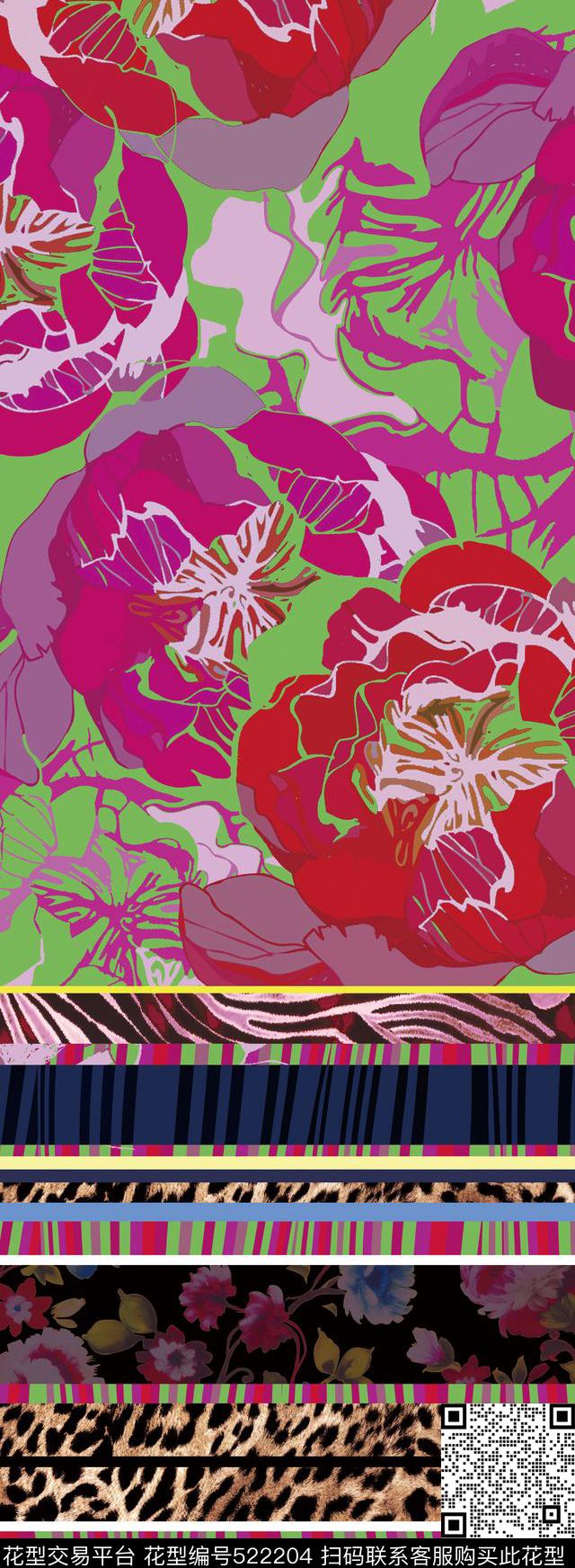 原创花卉民族数码印花华亿平台下载（图片编号: 522204） - 瓦栏（Walan）