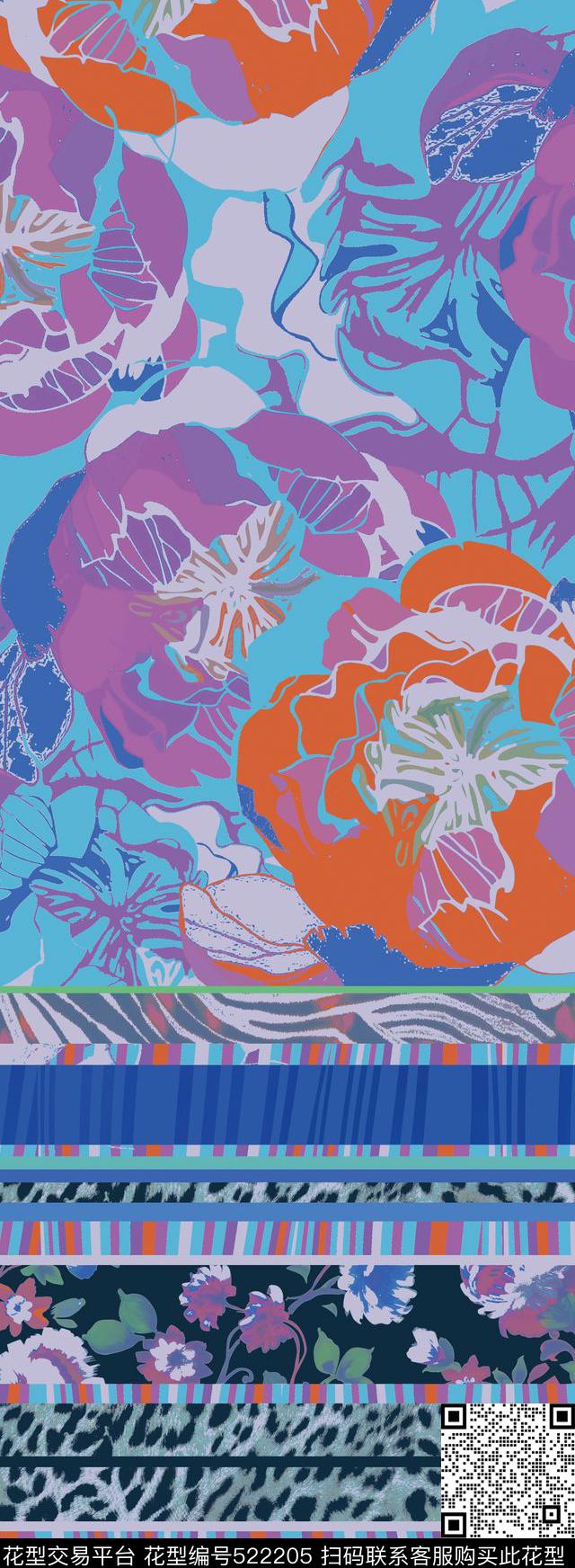 原创花卉民族数码印花华亿平台下载（图片编号: 522205） - 瓦栏（Walan）