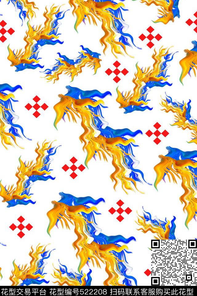 几何热带风情时尚花纹数码印花华亿平台下载（图片编号: 522208） - 瓦栏（Walan）