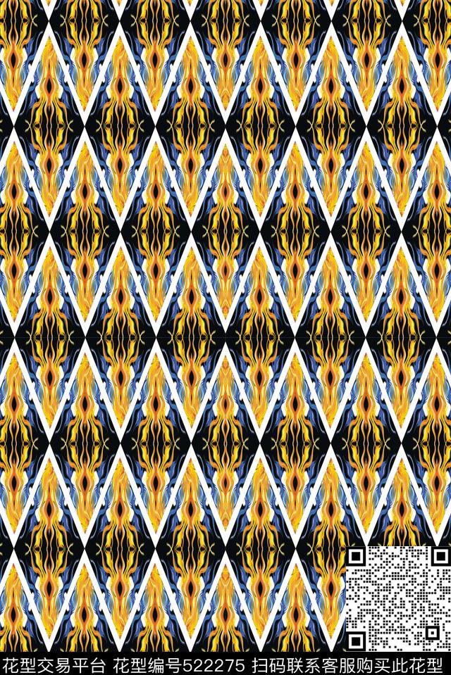传统华亿平台复古几何形传统印花华亿平台下载（图片编号: 522275） - 瓦栏（Walan）