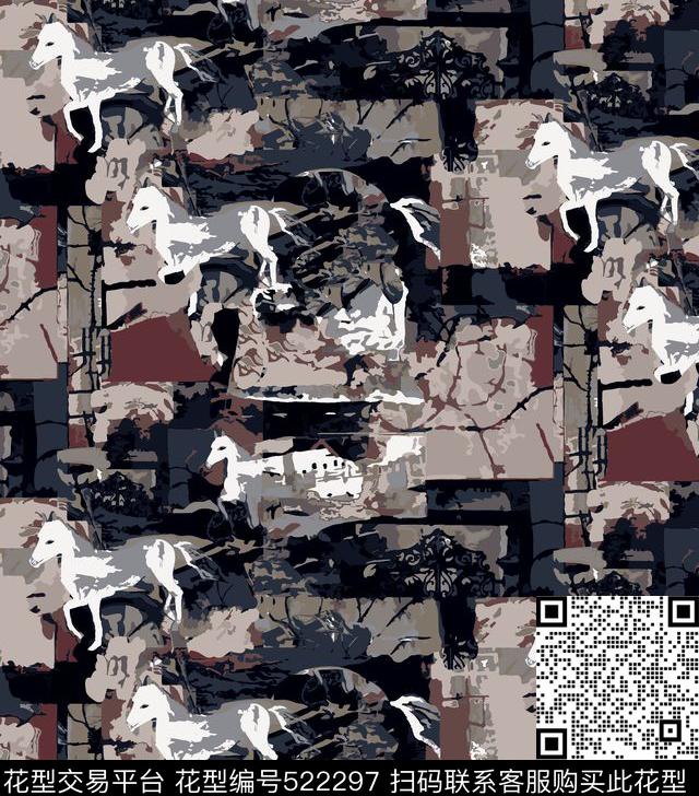 传统印花都市短裤数码印花华亿平台下载（图片编号: 522297） - 瓦栏（Walan）